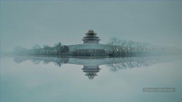 Paysages de Chine œuvres - Histoire chinoise du Palais Yanxi avec des grues blanches oiseaux paysage de la Chine